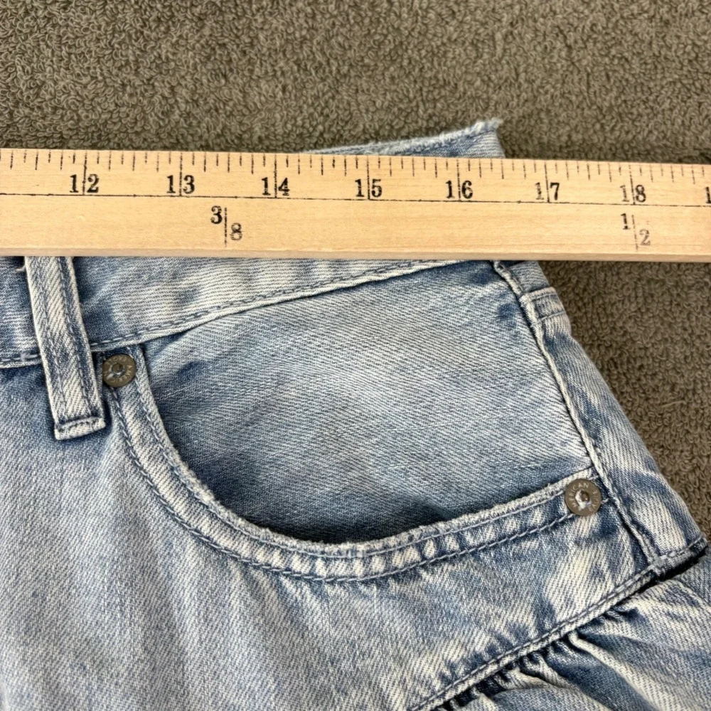 American Eagle Skirt Womens 12 Blue Denim Ruffle Tiered Boho Mini Light Wash